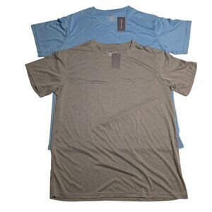 AKAWOOKO Athletic T-Shirt Short Sleeve Lot Of 2 Blue & Gray Heathered XL NEW NWT